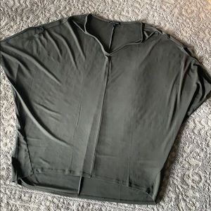 Eileen Fisher olive green SILK shirt - XL